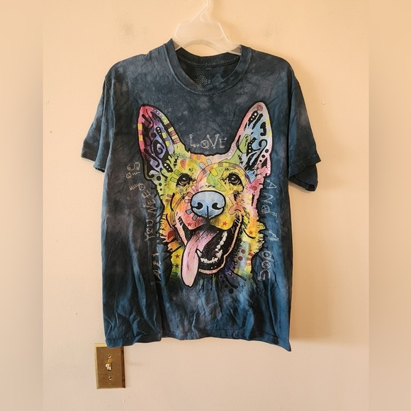 The Mountain German Shepherd Dog Tie Dye T-Shirt blue Size mens Medium - Picture 1 of 4